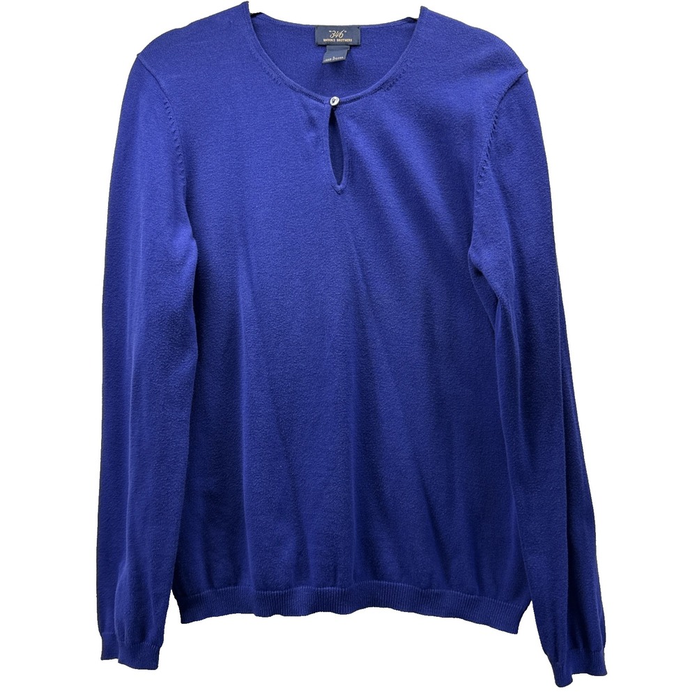 Brooks Brothers 346 Women's Sweater Top Sz Large Royal Blue Long Sleeve Pullover